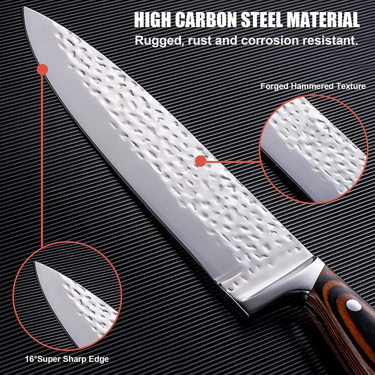 Kokkeknivsett – 15 Kniver med Knivholder