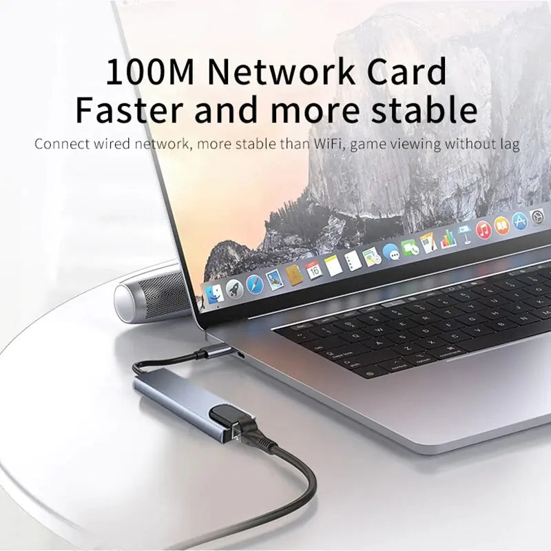 8-i-1 USB C-Hub med 4K HDMI og Kortleser