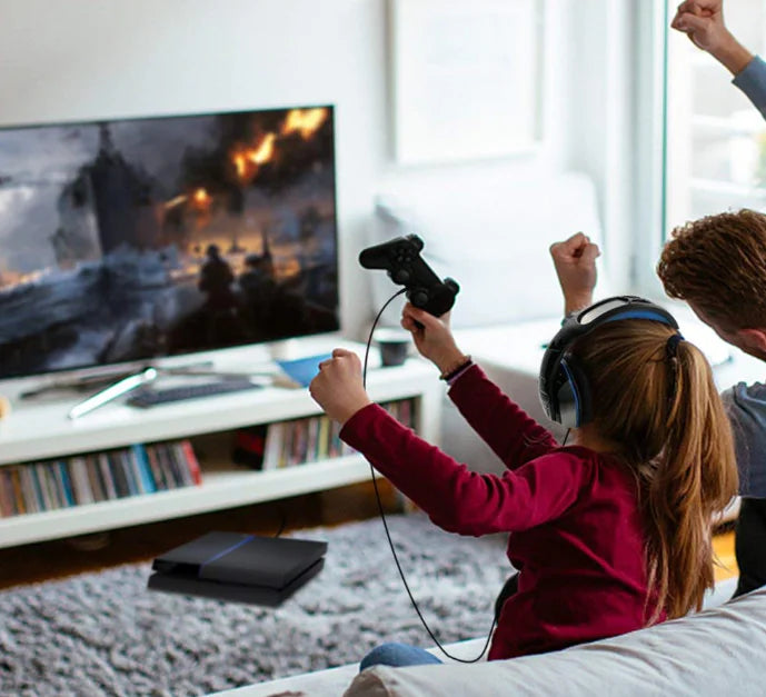 Blå gamingheadset