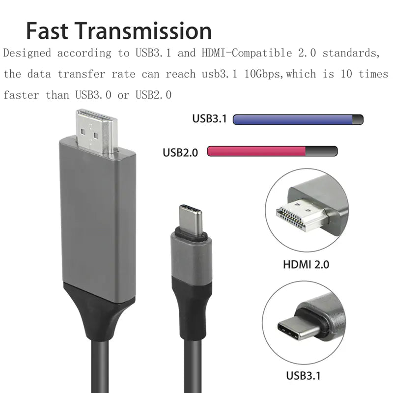 Type C til HDMI 4K adapterkabel