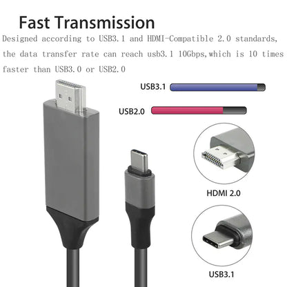 Type C til HDMI 4K adapterkabel