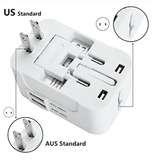 Universal reiseadapter med dual USB – lad flere enheter samtidig