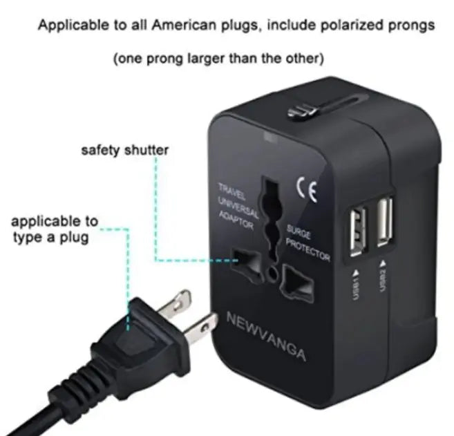 Universal reiseadapter med dual USB – lad flere enheter samtidig