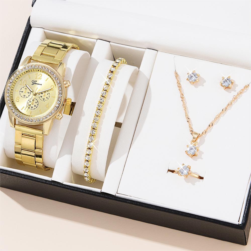Geneva Damer's klokke sett med smykkeaccessories (5 deler)