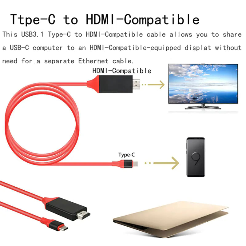 Type C til HDMI 4K adapterkabel