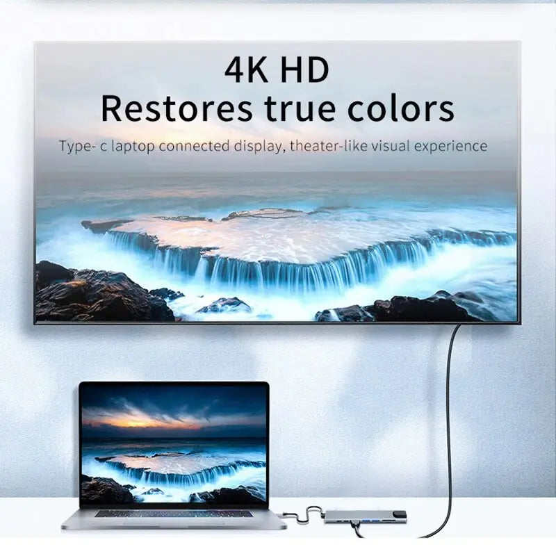 8-i-1 USB C-Hub med 4K HDMI og Kortleser