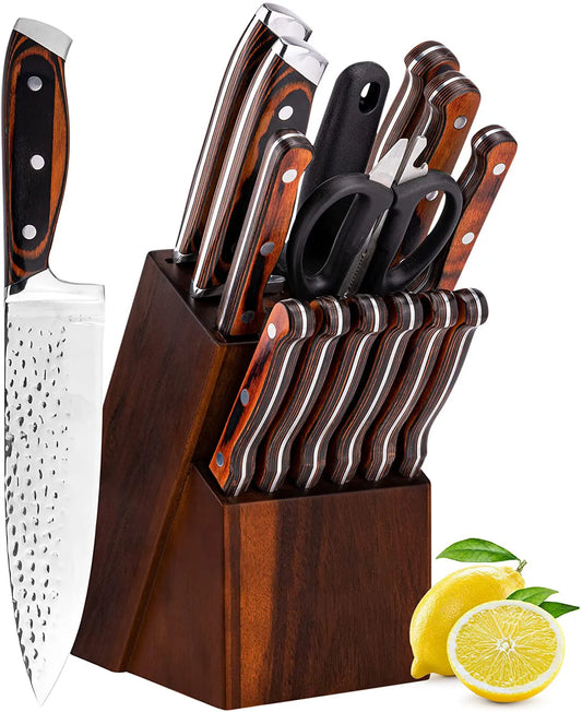 Kokkeknivsett – 15 Kniver med Knivholder