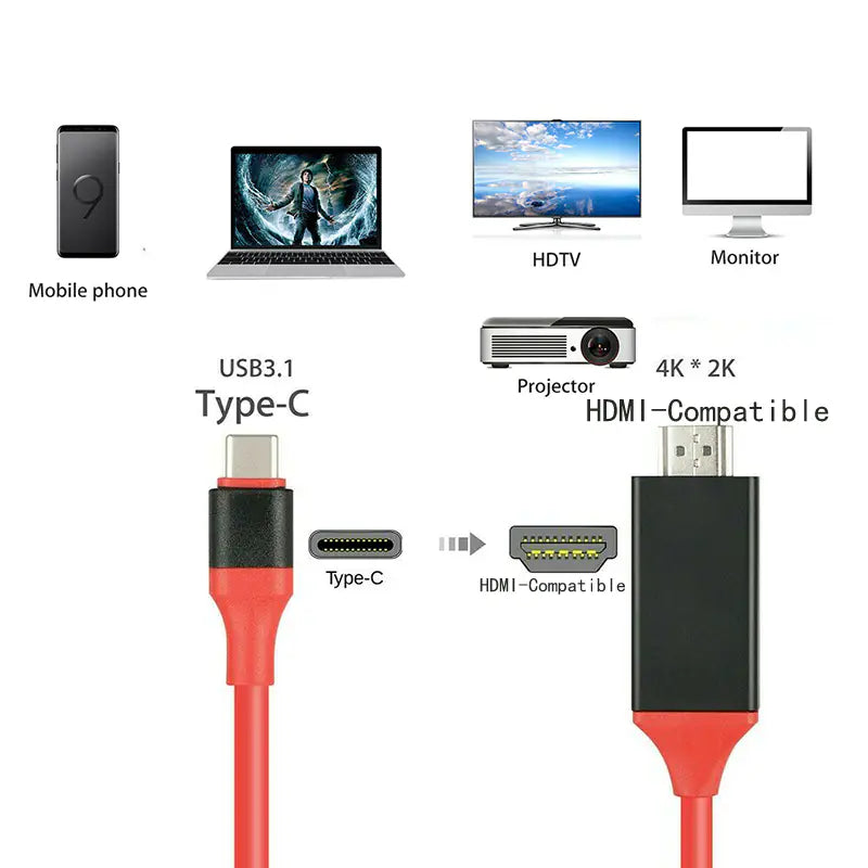 Type C til HDMI 4K adapterkabel
