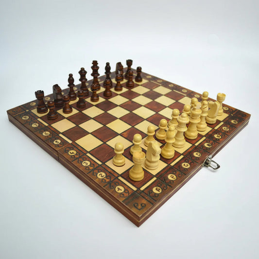 3-i-1 Magnetisk Sjakk-, Backgammon- og Damspill